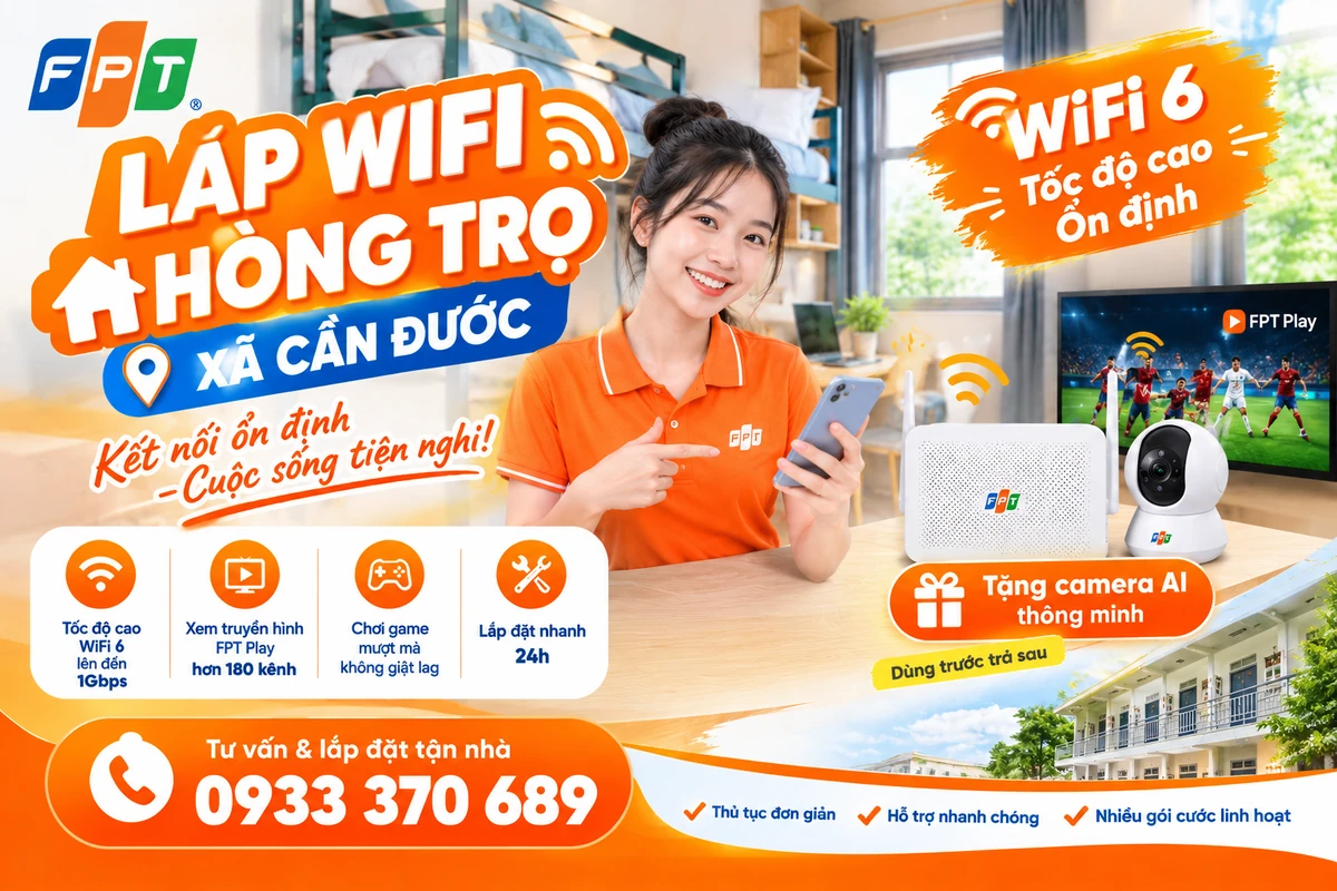 Lắp WiFi phòng trọ xã Cần Đước tặng camera AI